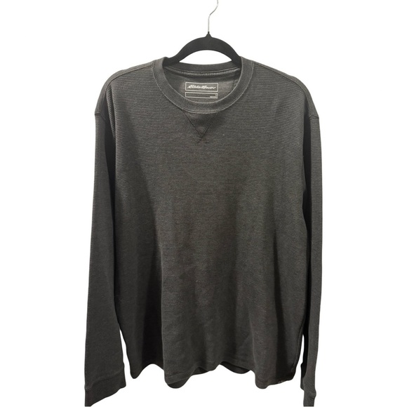 Eddie Bauer Sweat Shirt Men's Large Black Thermal Crewneck Long Sleeves Outdoor - Picture 1 of 5